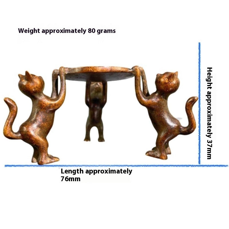Archaeological copper cat shelf, teapot lid rack, decorative retro ornaments -