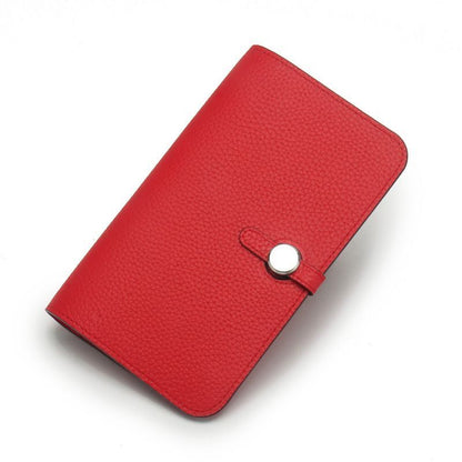 Genuine Leather Passport Cover Unisex Organizer Wallet Long Purse Hasp Money Bag
