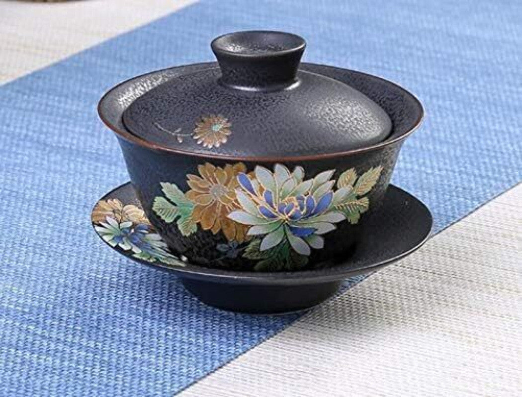3.94" Porcelain Flower Tea Gaiwan Mug White Porcelain Tureen Bowl Tea Ceremony