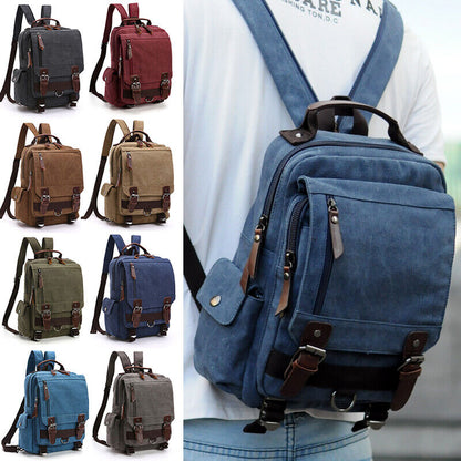 Unisex Canvas Convertible Small Backpack Rucksack Chest Pack Sling Bag Traavel