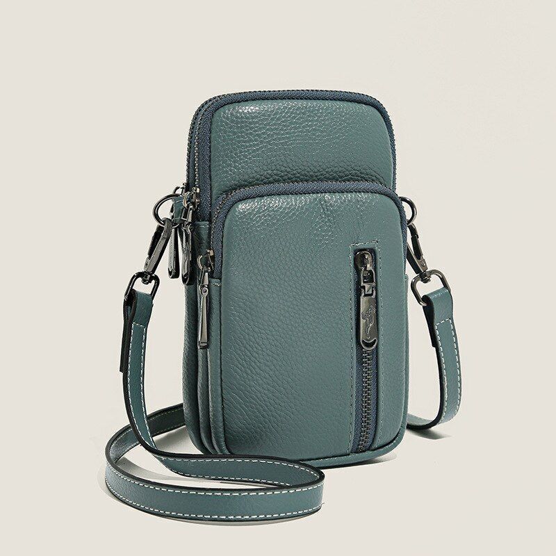 Luxury Handbags Genuine Leather Vintage Shoulder Purse Black/Green Bag 11*19*6CM