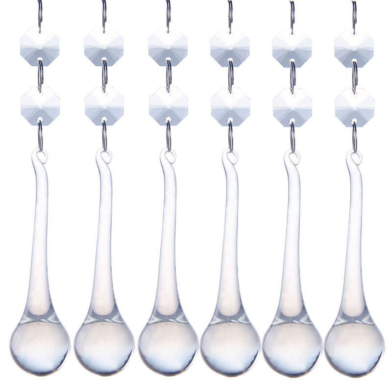 Crystal Glass Hanging Raindrops Lighting Ornament Chandelier Prism Part 5.3*0.8"