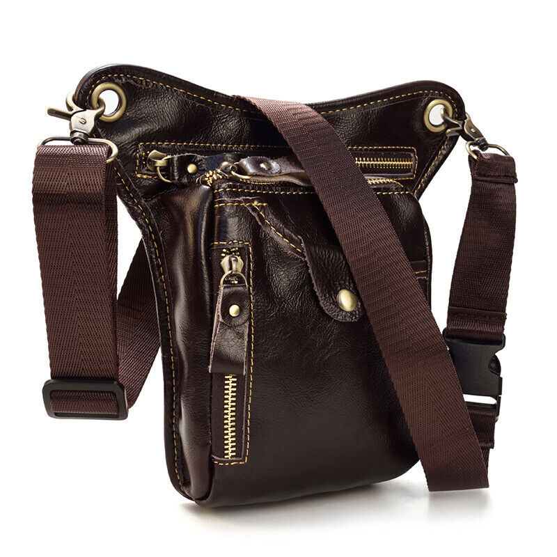 Motorcycle Outdoor Genuine Leather Drop Leg Bag Tactical Thigh Waist Fanny Pack