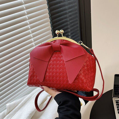 Handbag With Thick Bow Pleated Shoulder Clutch Purses Crossbody Bag 20*23*14 CM