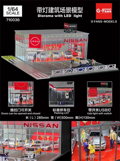 1: 64 Shell Gas Station Architectural Scene Model Parking Lot with LED Light