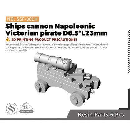 SSMODEL SSF-001H 1/- Ships cannon Napoleonic Victorian pirate D6.5*L23mm