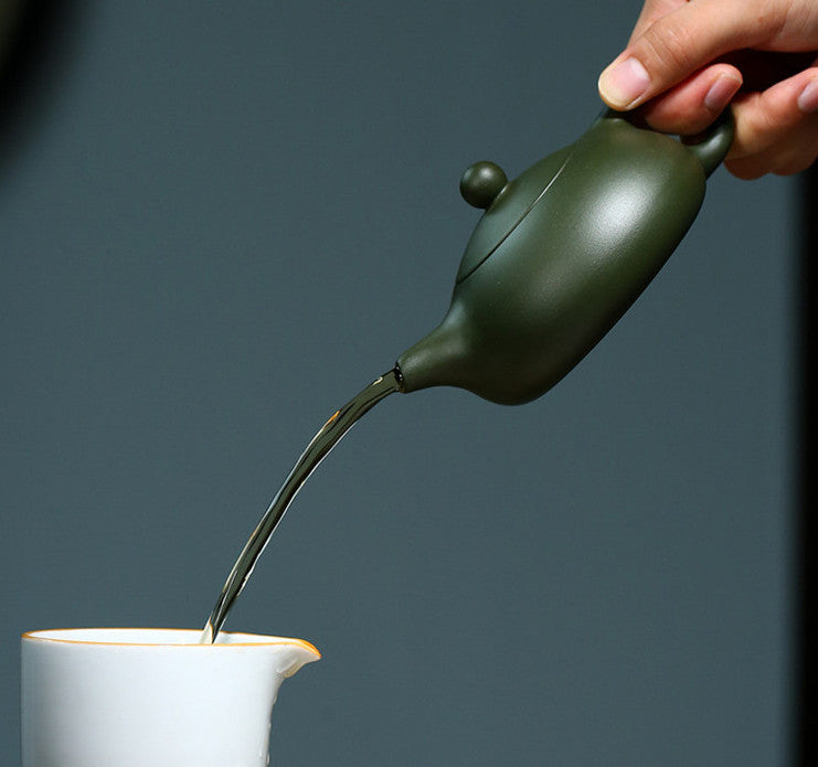 200ml Yixing Handmade Xishi Pot Zisha Raw Ore Green Clay Teapot Tea Set