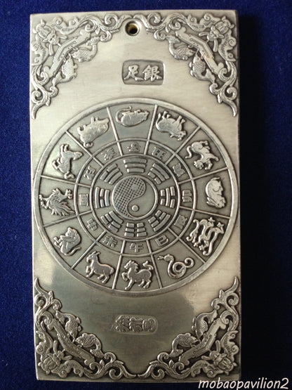 3.9" Collected Old Silver Guan Kwan Yin Buddha Dragon Statue Nepal Thangka