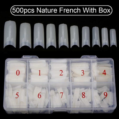 Nail Capsule 500Pcs Acrylic Transparent Artificial Full Cover Nails Tip Manicure