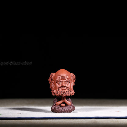 Handmade Bodhidharma Home Decoration Yixing Zisha Tea Pet Tamo Statue Tea Play