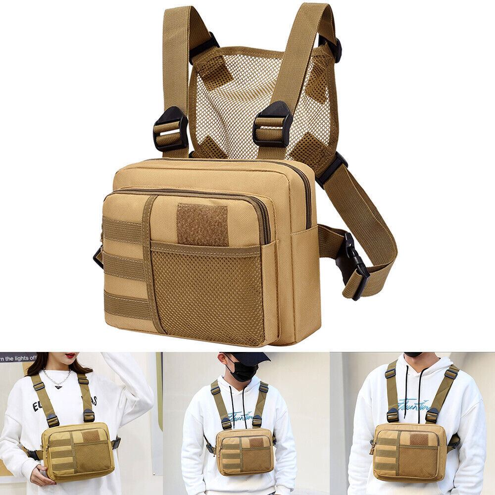 Tactical Combat Chest Rig Bag Front Pouch Recon Kit Pack Oxford Protective Vest