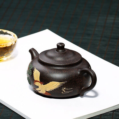 190ml Yixing Zisha Purple Clay Handmade Eagle Bird Words Tea Pot Teapot Tea Set