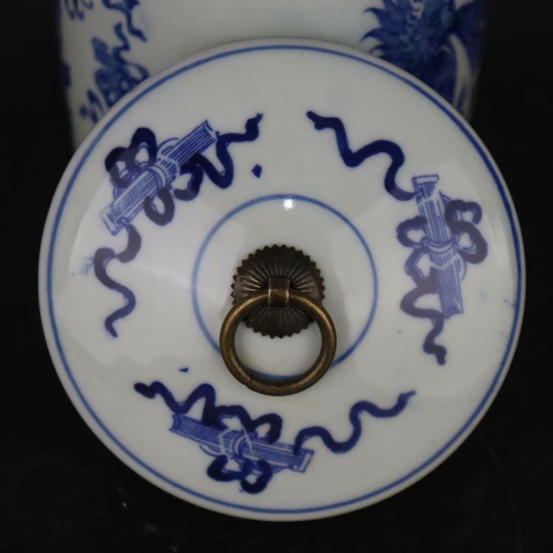 6.6“ Chinese Blue & White Porcelain Jar Qing Qianlong Kylin Design Pot Tea Caddy