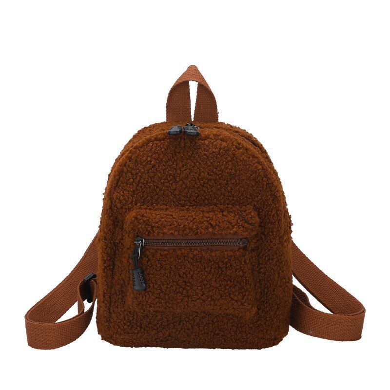 Small Plush Backpack Shoulder Bag Soft Fluffy Purse 18*21*11CM Cotton Fabric 1PC