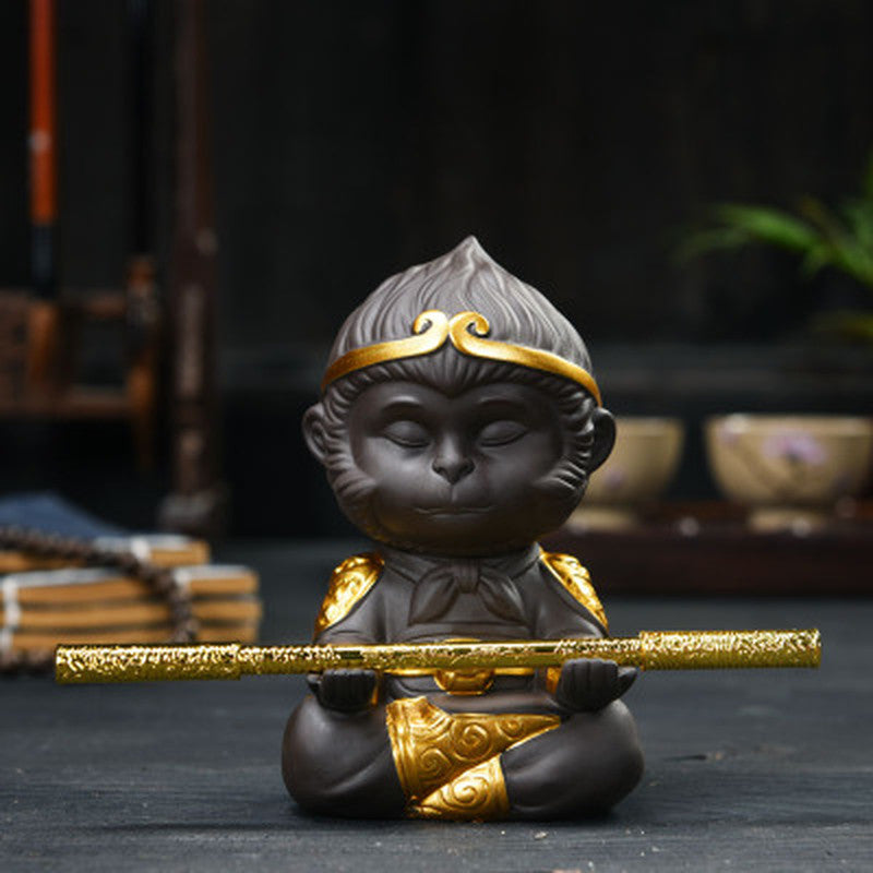 Chinese Purple Clay Kung Fu Tea Set Tea Pet Monkey King Tea Accessories Home Pet