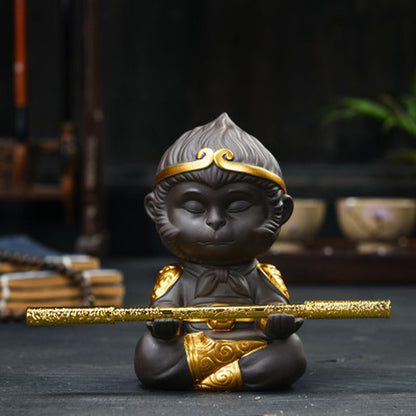 Chinese Purple Clay Kung Fu Tea Set Tea Pet Monkey King Tea Accessories Home Pet