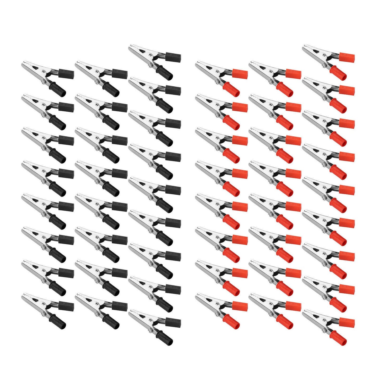Durable 50Pcs Electrical Test Clamps Metal Alligator Clips with Plastic Handle