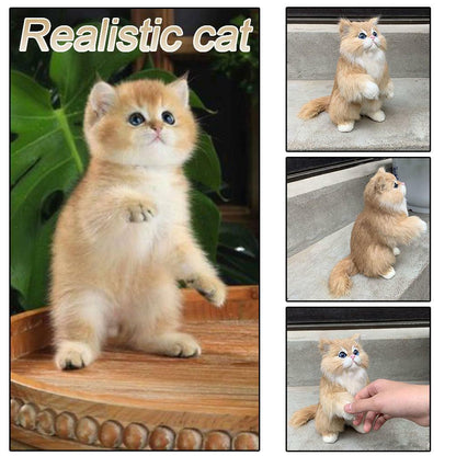 1PC Lifelike Fake Cat Plush Toy Simulation Stuffed Animal Fluffy Doll For Kids