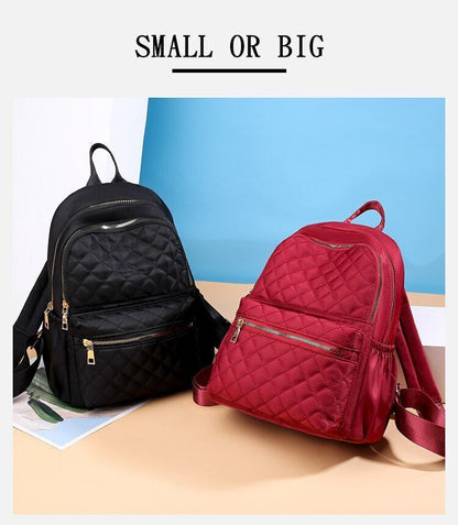 Leather Plaid Backpacks Multi Layer Zipper Fashion Shoulder Traveling School Bag