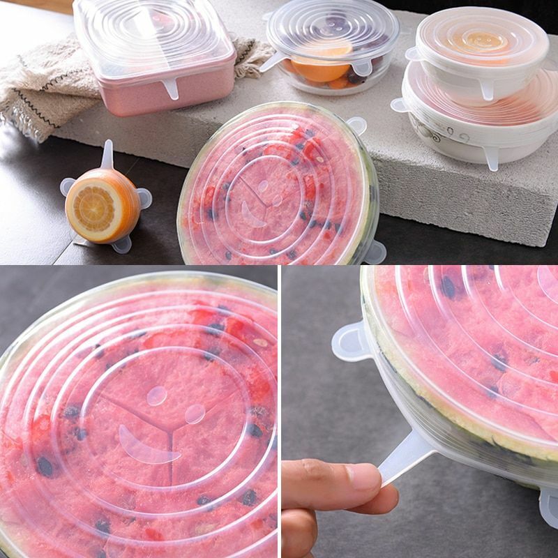 Silicone Stretch Food Cover 12pcs Reusable Elastic Adjustable Bowl Lid Universal