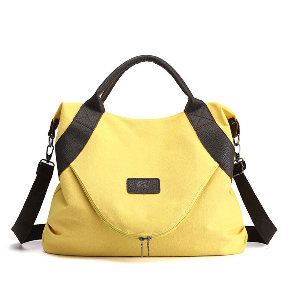 Ladies Canvas Tote Bag Multi Pockets Shoulder Bags Women Travel Detachable