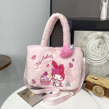 Hello Kitty Kuromi Melody Plush Handbag Crossbody Bag Girls' Plush Shoulder Bag