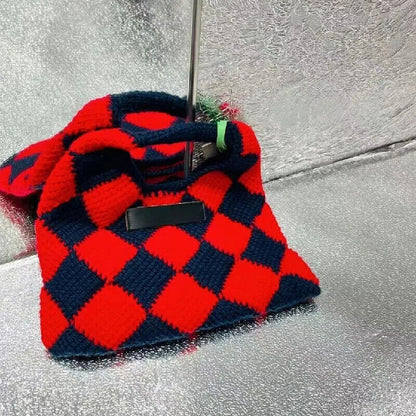 Autumn Winter Women'S Woolen Chess Handbag Cute Women'S Underarms Bags