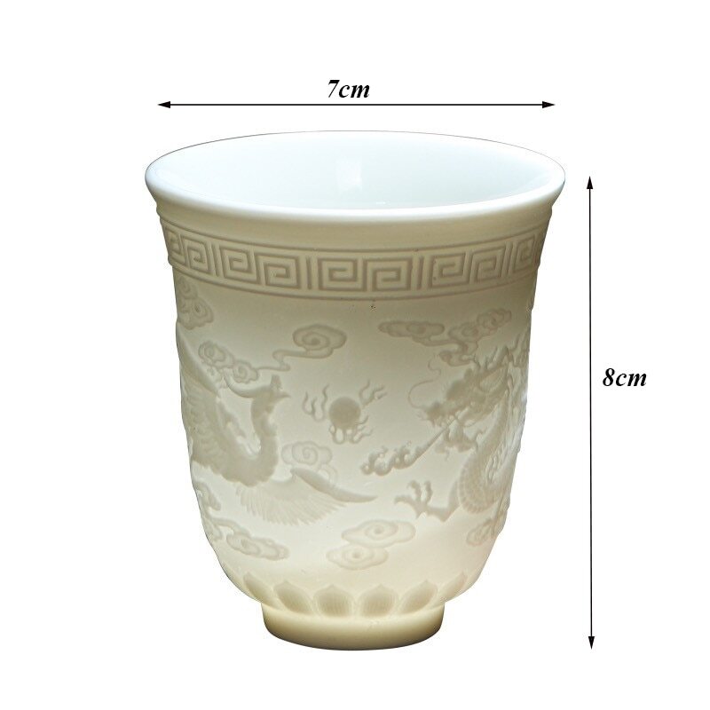 Ceramic Dragon Phoenix Teacup Zen Jade Porcelain Water Mug Creative Tea Cup