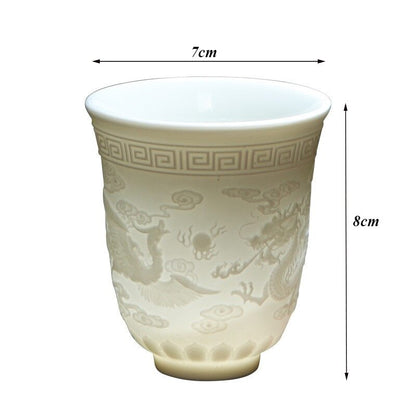 Ceramic Dragon Phoenix Teacup Zen Jade Porcelain Water Mug Creative Tea Cup