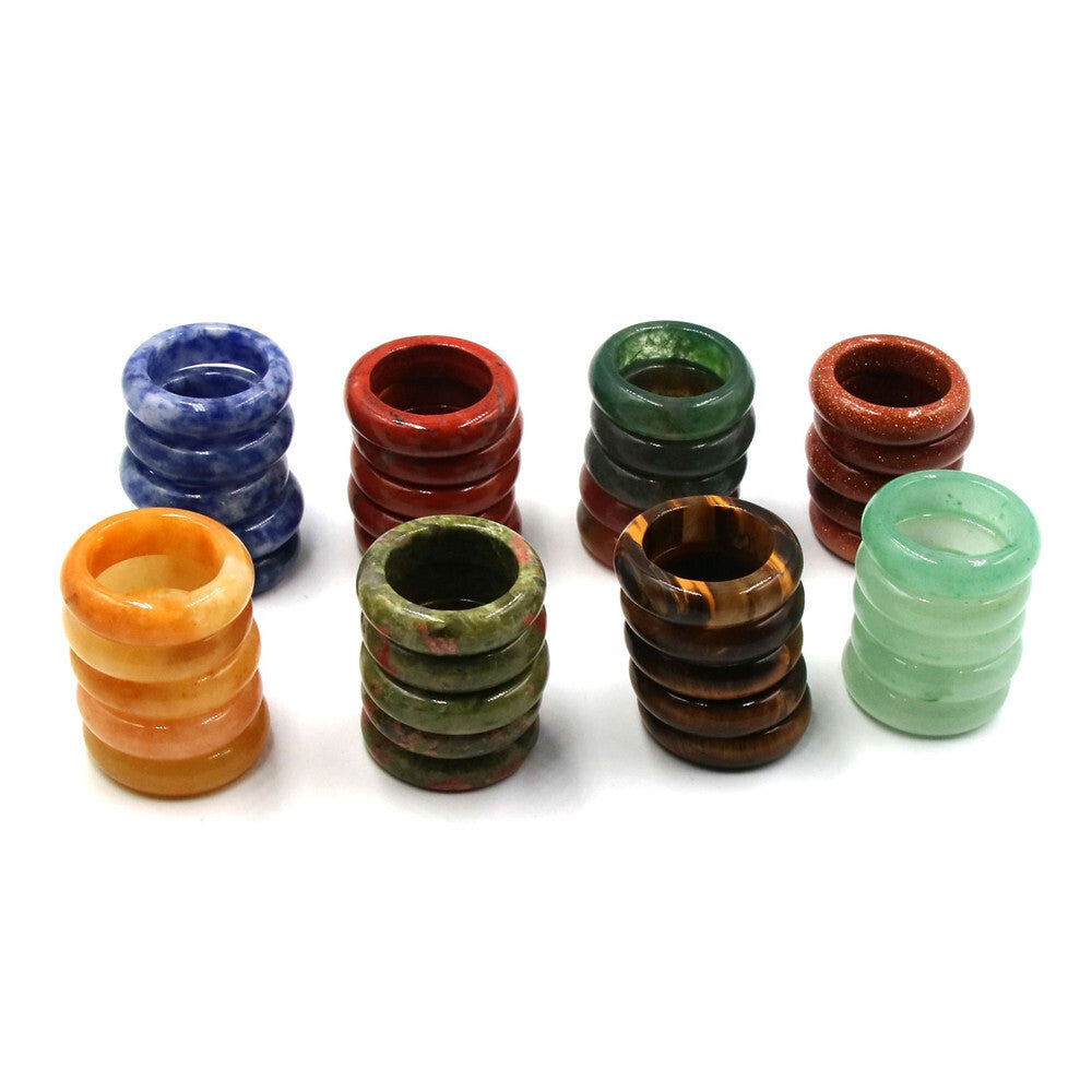 20pcs Wholesale Ring Jewelry Natural Agate Gemstone Mix Colorful Rings Lots