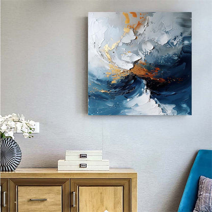 blue sea abstract oil painting hand painted on canvas Room Serenity 31in