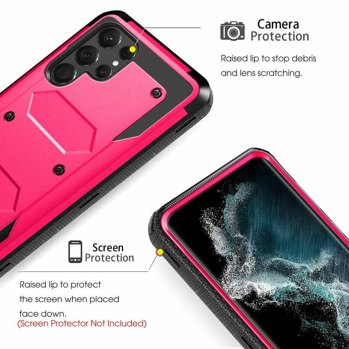 Case For Galaxy S22 5G Ultra + Clip Belt Stand Cover / Tempered Glass Protector