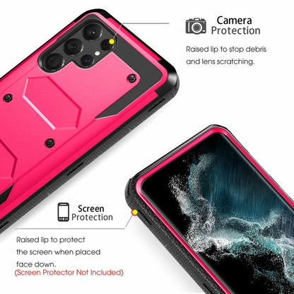 Case For Galaxy S22 5G Ultra + Clip Belt Stand Cover / Tempered Glass Protector