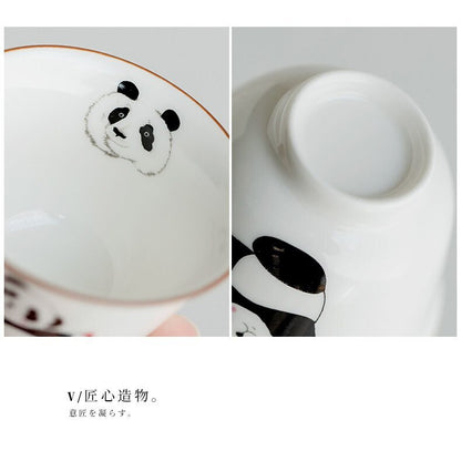 2pc/Set 50ml Chinese Panda Art Tea Cup White Porcelain Cute Ceramic Teacups