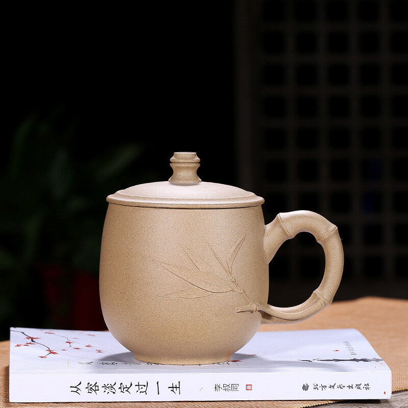 Authentic Yixing Zisha Sesame Duan Clay Teacup Infuser Cup Lid Saucer Office Mug
