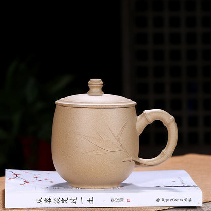 Authentic Yixing Zisha Sesame Duan Clay Teacup Infuser Cup Lid Saucer Office Mug