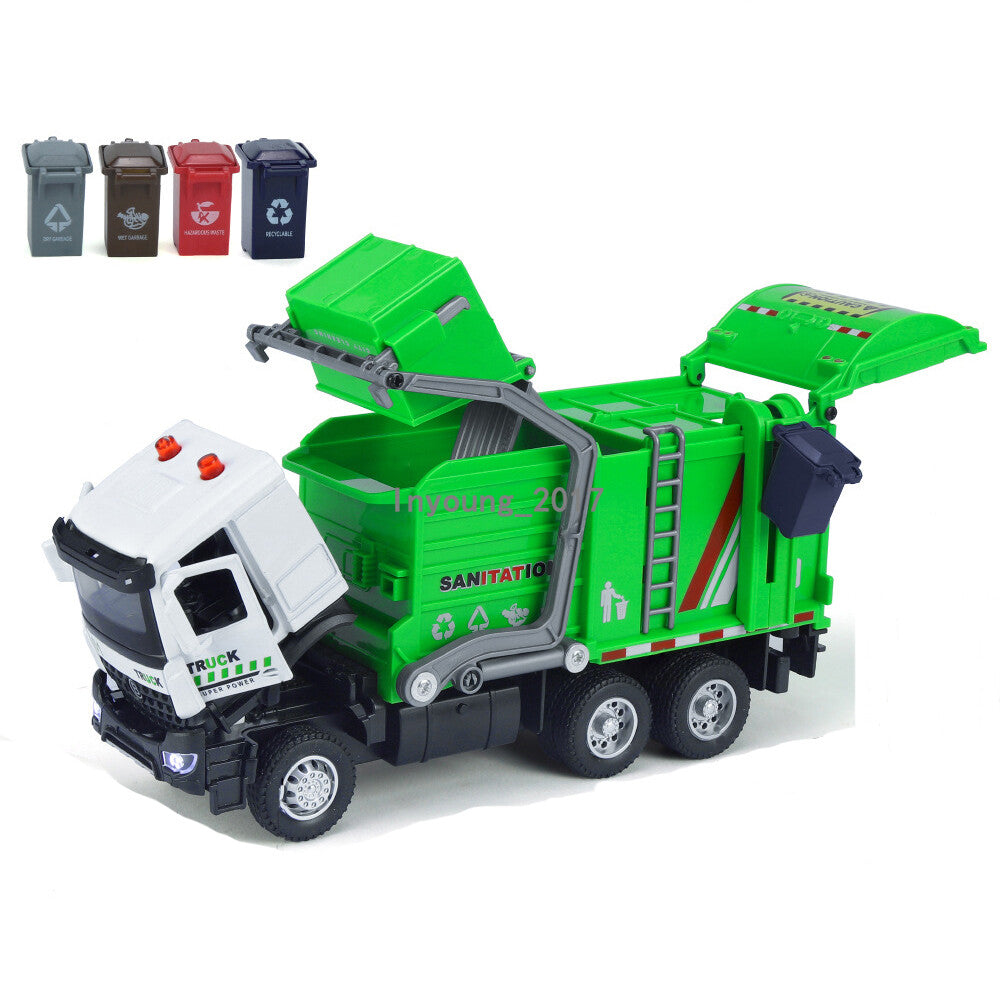 Garbage Truck Toys for Boys Diecast Vehicle Model Toy Car with Light Sound