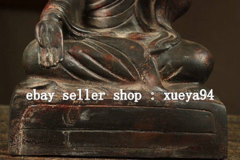 9.4" Old Tibet Buddhism Bronze Gilt Je Tsongkhapa Lama Guru Master Buddha Statue