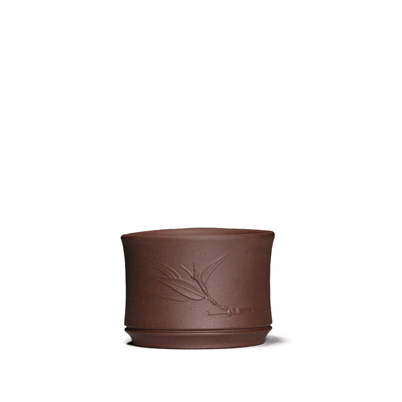 Bamboo Relief Zisha Tea Cup Real Yixing Purple Clay Kungfu Tea Cup 60ml Marked