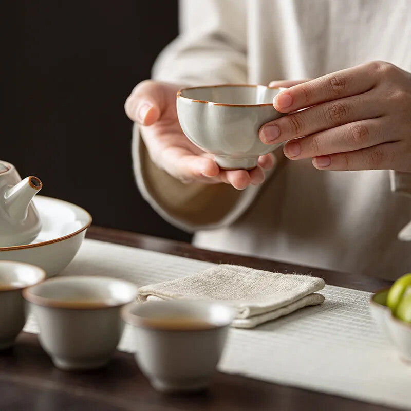 80ml Boutique Cream Ru Kiln Ceramic Tea Cup Plum Blossom Master Cup