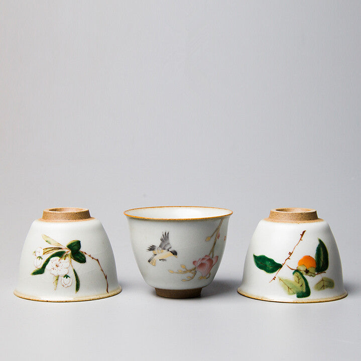Ruyao Crackle Glaze Porcelain Tea Cup Handpainted Cup Antique Style Chinese Cup