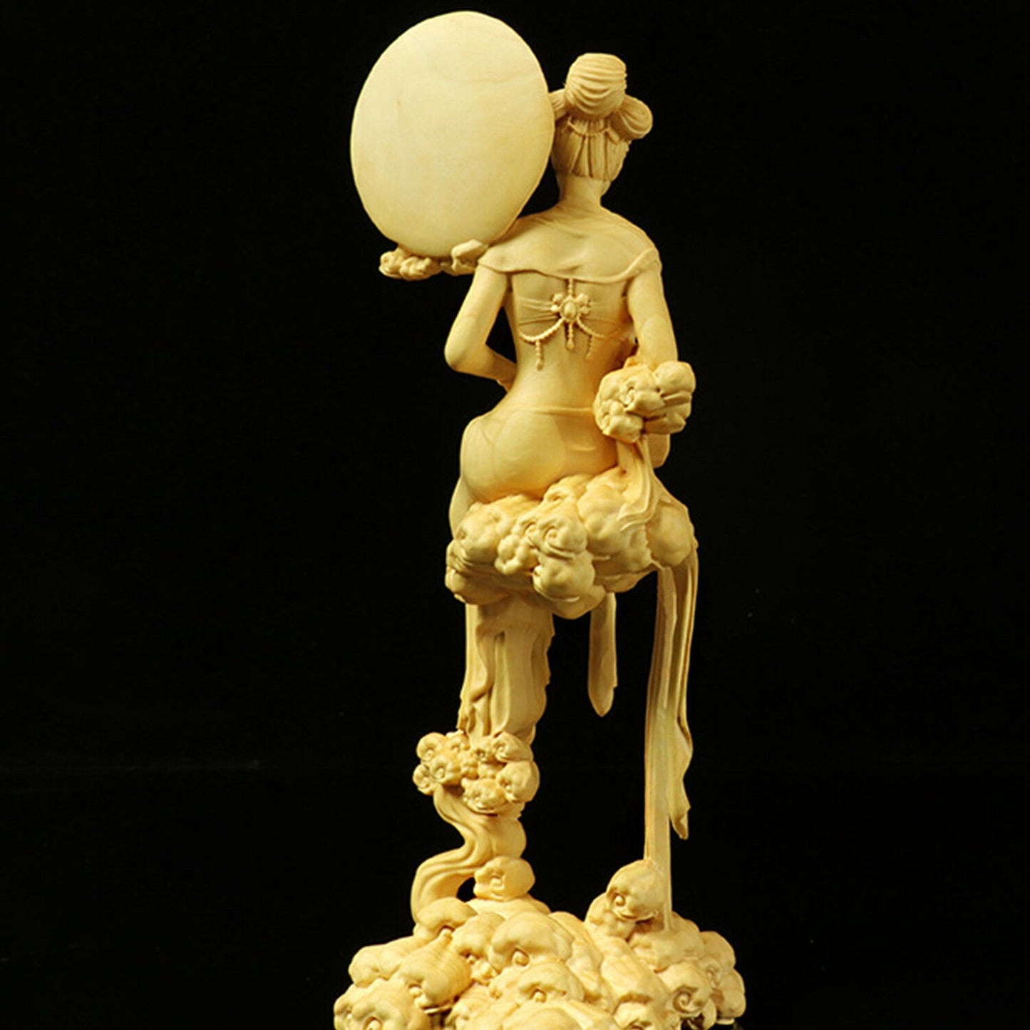 Chang'e Boxwood Wood Carving Statue Mythological Figure Sculpture Collection New
