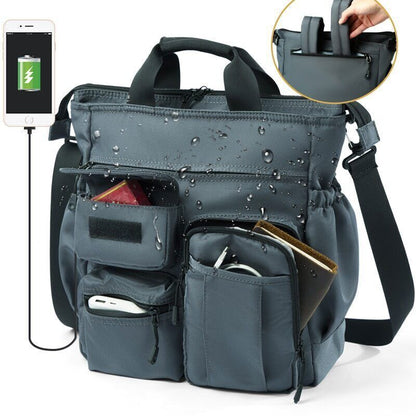 Shoulder Messenger Bag Business Men Male USB Port Backpack Travel Handbag