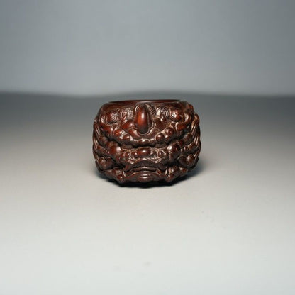 Vintage Boxwood Pixiu Ring Wooden Thumb Ring 2.0-2.2cm Antique Men’s