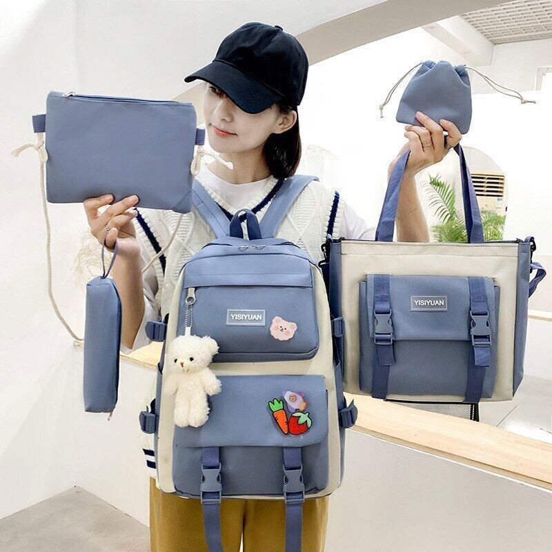 2023 4 Pcs Sets Children's School Backpack Women's Bookbag School Bags Girls