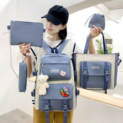 2023 4 Pcs Sets Children's School Backpack Women's Bookbag School Bags Girls