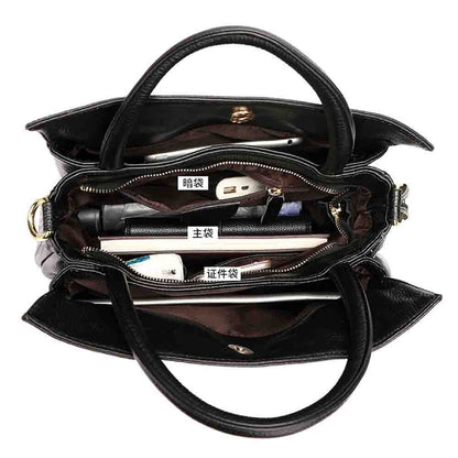 Fashion Bucket Bag Genuine Leather Handbag Purses Soft Casual Tote Bags Cotton