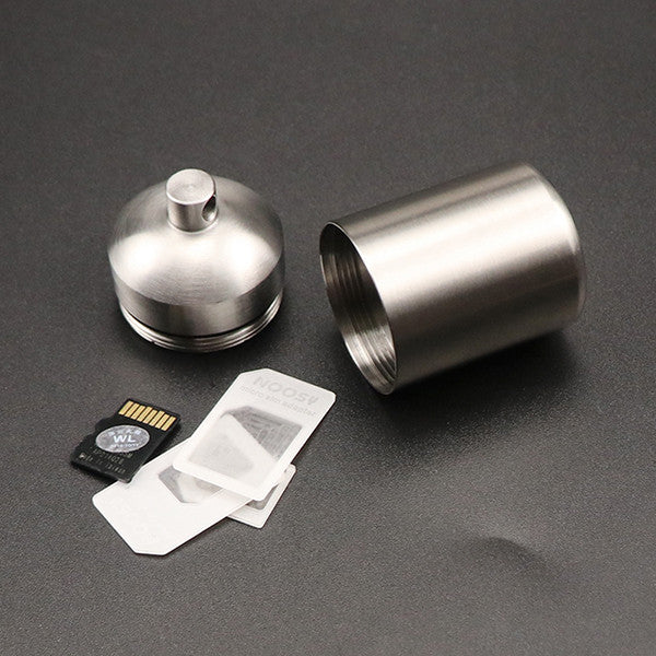 New Stainless Steel Waterproof Cans Case Travel Pills Container Box Key Pendant