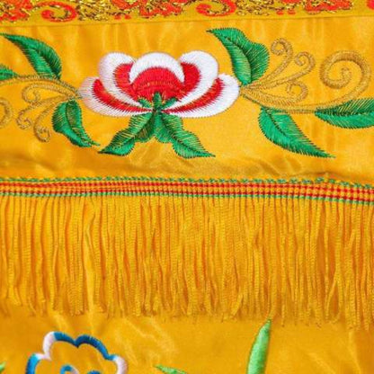 Premium Buddha Lotus Table Apron Curtain Home Table Cloth Yellow Red Supplies