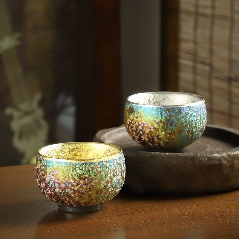 Colorful Kiln Change Ceramic Teacup Gilded Master Cup Kung Fu Tea Cup